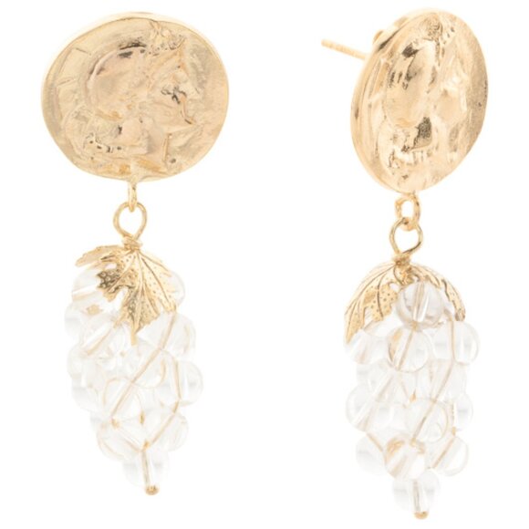 TAGLIAMONTE Made In Italy 18kt Gold Plated White Quartz Grape Earrings - Picture 1 of 2